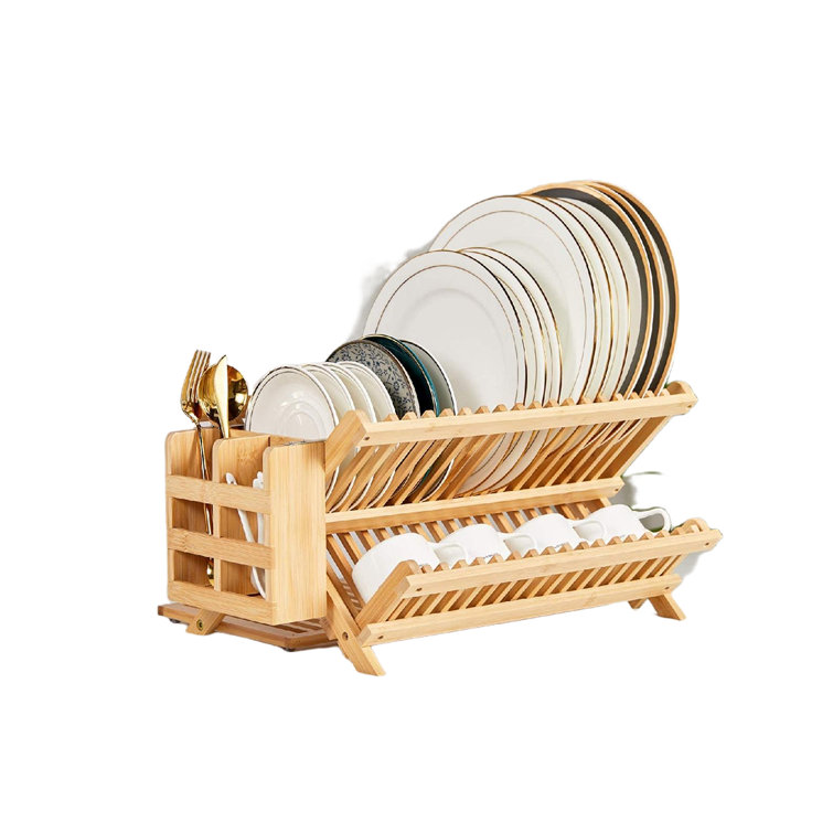 ZHILAI TENGSHUN TRADING INC Bamboo Dish Drying Rack With Utensil Holder